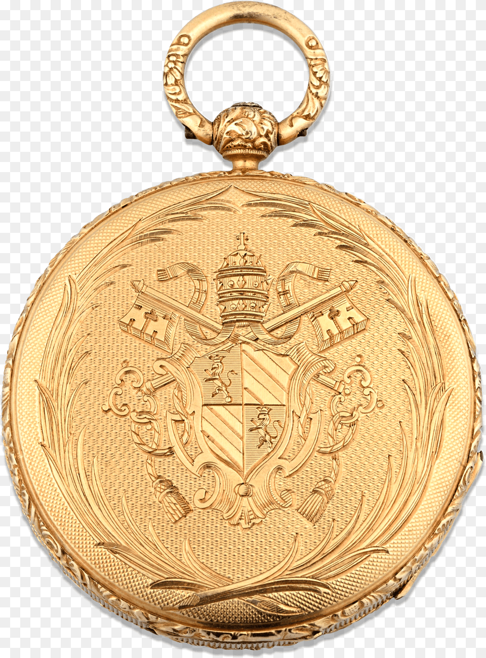 Pope Pius Ix Gold Pocket Watch By Aucoc Chain, Accessories, Pendant, Jewelry, Locket Png Image