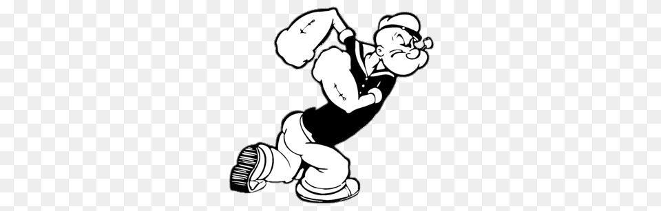 Popeye Black And White, Stencil, Baby, Person, Cartoon Free Png Download