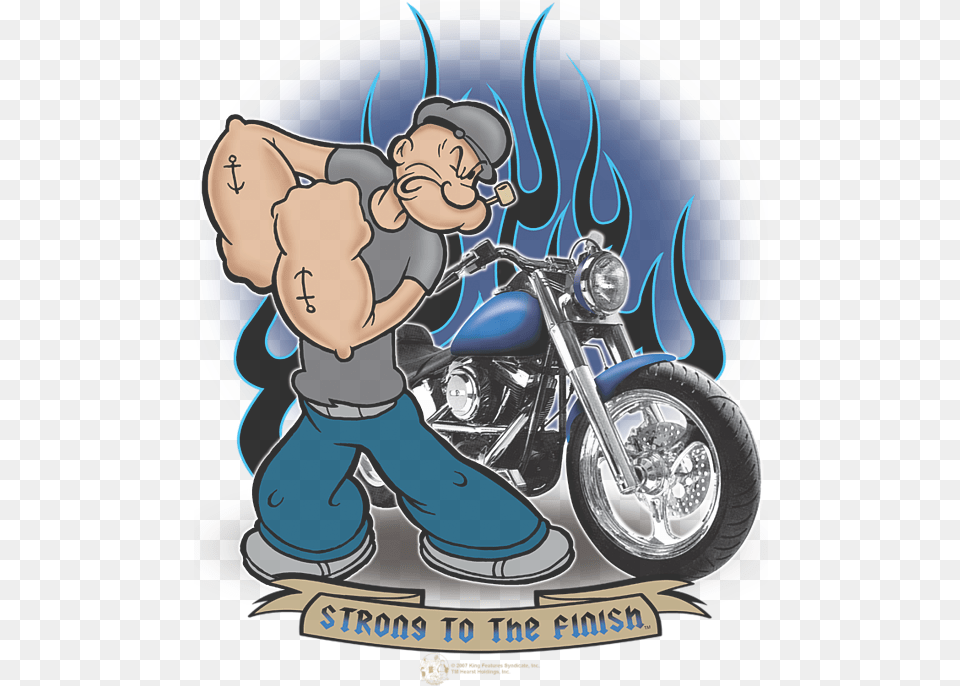 Popeye Motorcycle T Shirt, Machine, Spoke, Person, Wheel Free Png Download