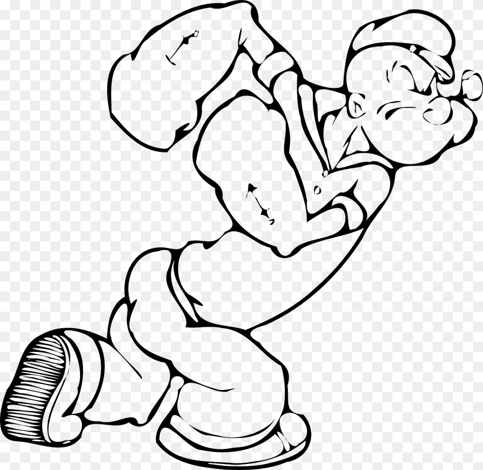 Popeye The Sailor Coloring Pages, Gray Free Transparent Png