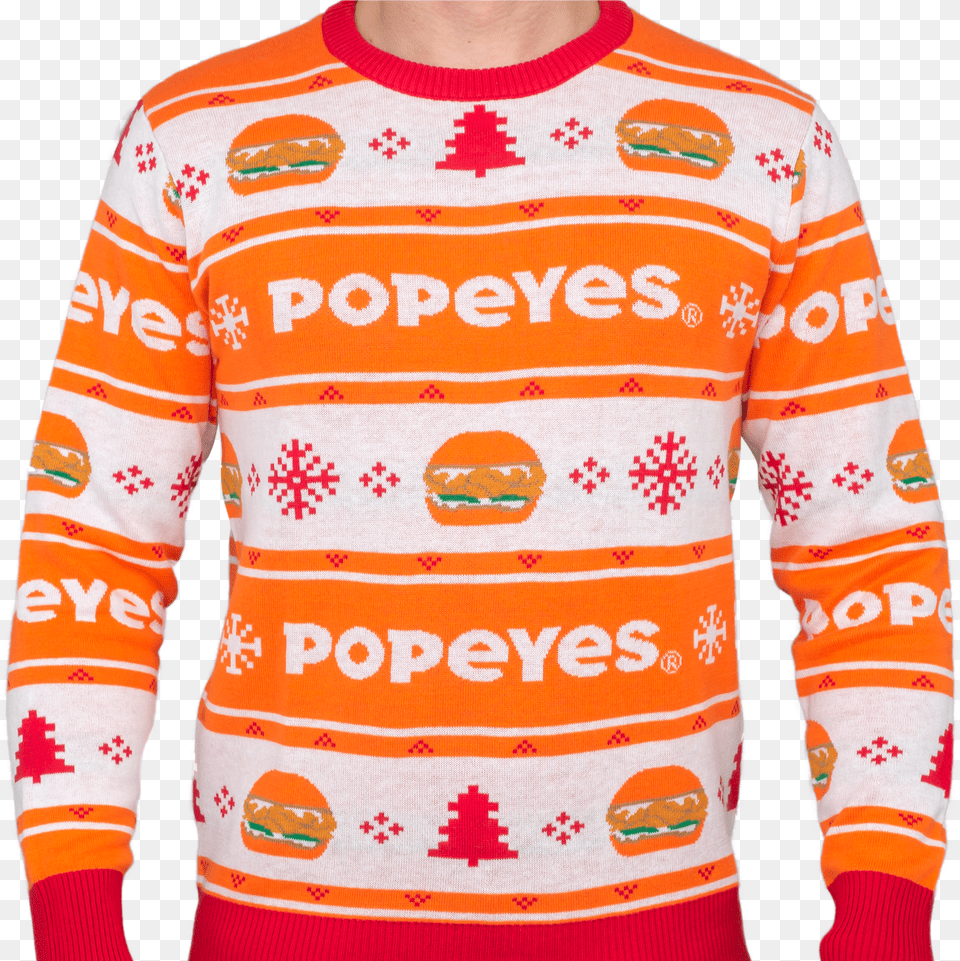 Popeyes Chicken Sandwich Ugly Christmas Popeyes Chicken Sandwich Christmas Sweater Free Transparent Png