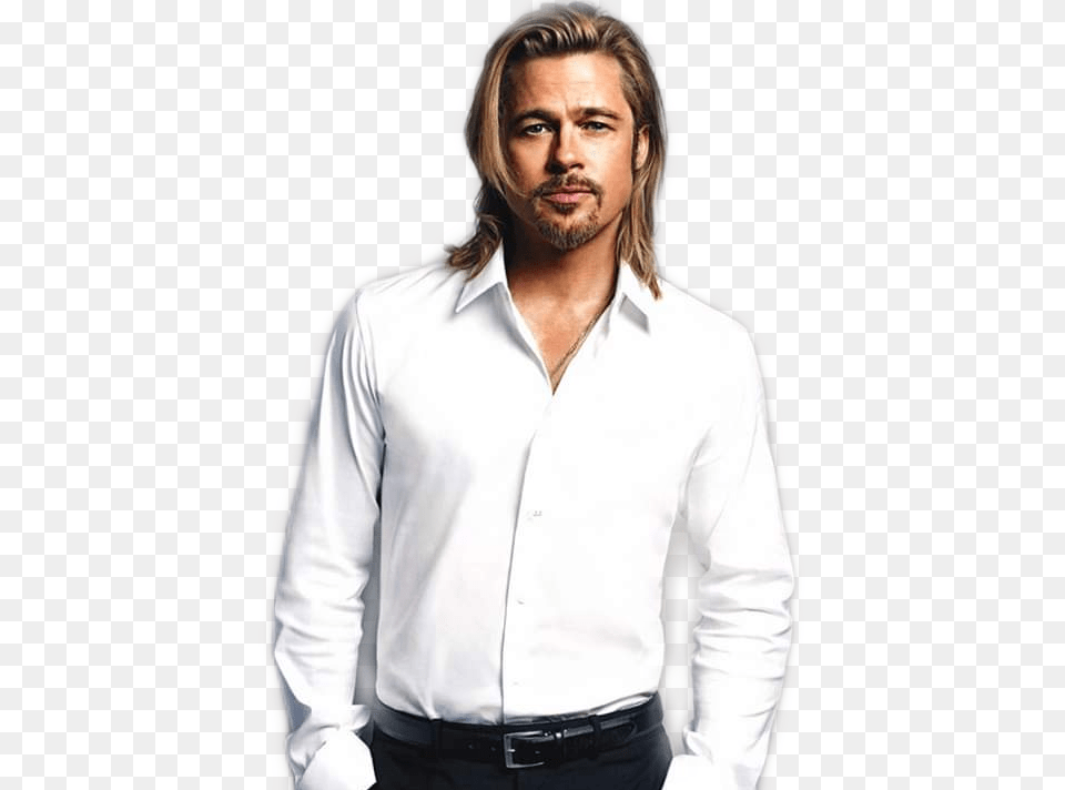 Popicon Brad Pitt Long Blonde Hair Men Brad Pitt, Clothing, Shirt, Sweater, Sweatshirt Free Transparent Png