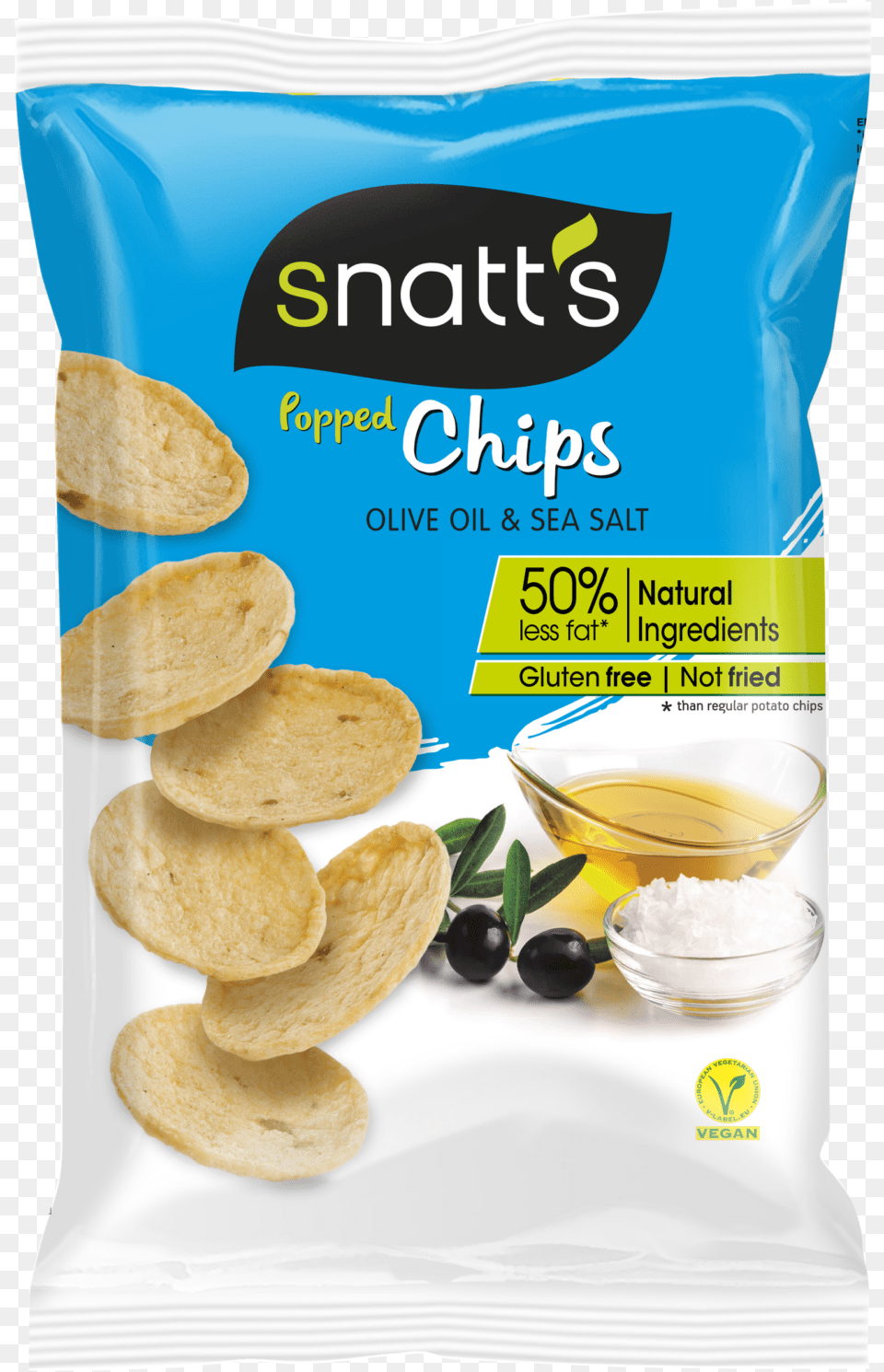 Popped Chips Olive Oil Salt Natu Chips, Bread, Food, Snack, Produce Png