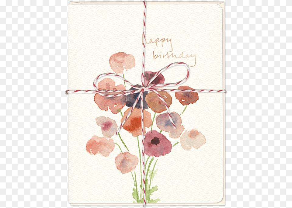 Poppies Birthday Card Elegant Birthday Card, Envelope, Greeting Card, Mail, Pattern Free Png