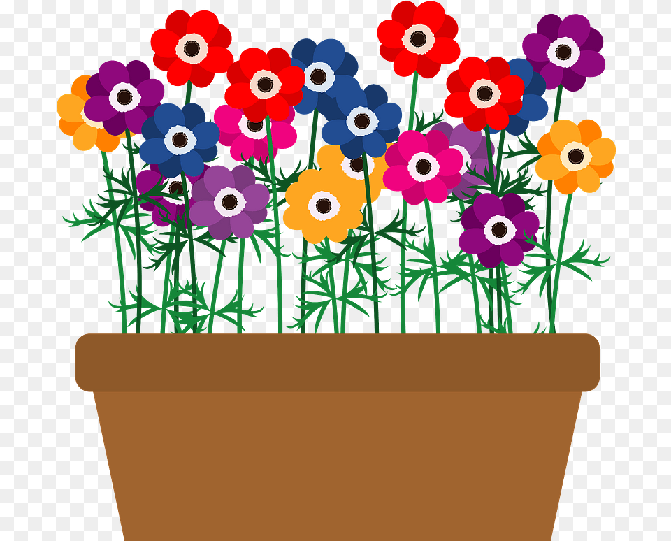 Poppy Anemone Flower Clipart Flower Pot Clipart, Pottery, Potted Plant, Planter, Plant Free Png