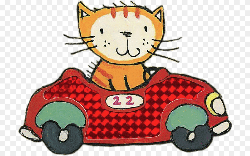 Poppy Cat In A Car Clipart Photo Cartoon, Grass, Plant, Toy Png