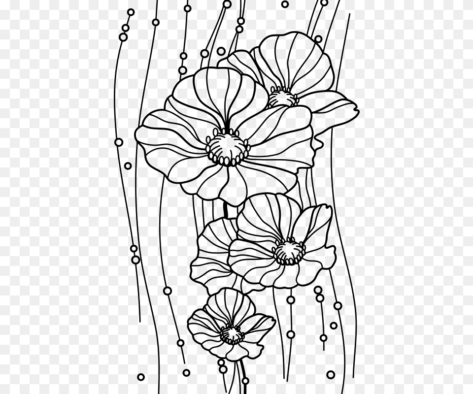 Poppy Hand Embroidery Pattern, Gray Free Png Download