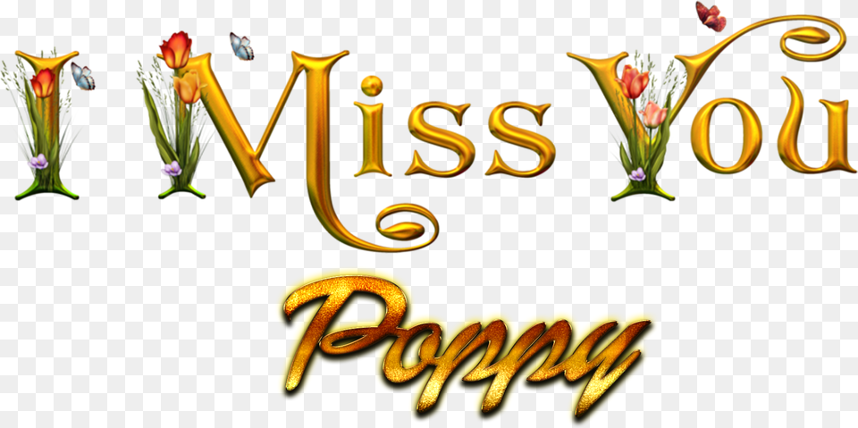Poppy Missing You Name Calligraphy, Plant, Text Free Transparent Png