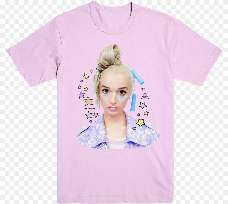 Poppy Star Tee Poppy Merch, Clothing, T-shirt, Person, Face Png
