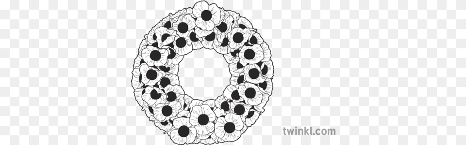 Poppy Wreath War Flower Remembrance Day Stw Ks2 Black And Circle, Pattern, Art Png Image