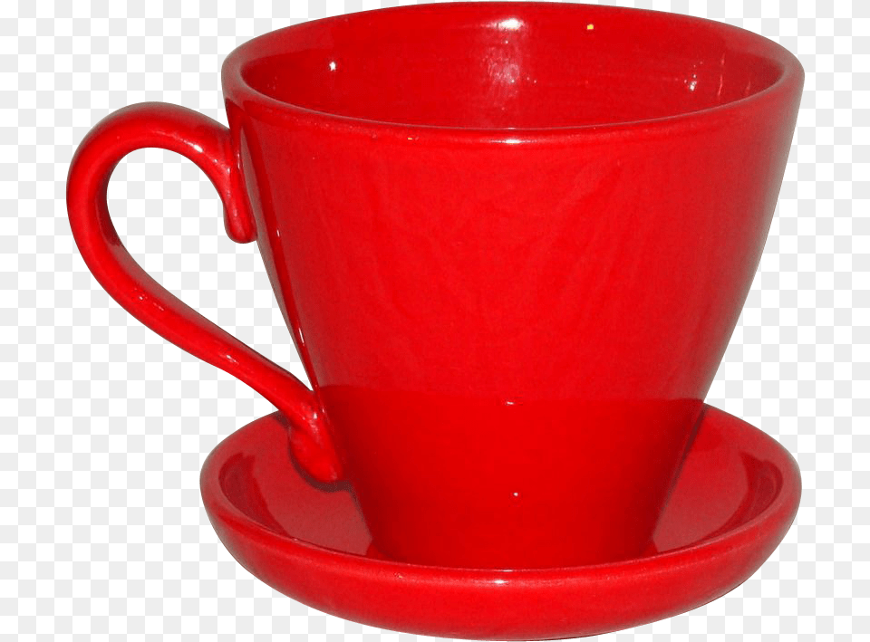 Poppytrail By Metlox Mardi Gras Red Cup Amp Saucer Coffee Cup, Beverage, Coffee Cup Free Transparent Png