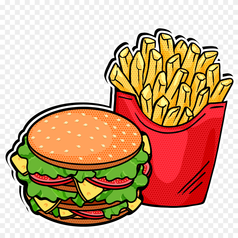 Popular And Trending Burger Stickers, Food, Lunch, Meal, Fries Free Png