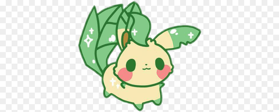 Popular And Trending Pokemon Leafeon Stickers Jenniillustrations Kawaii Pokemon Kawaii, Green, Leaf, Plant Free Transparent Png