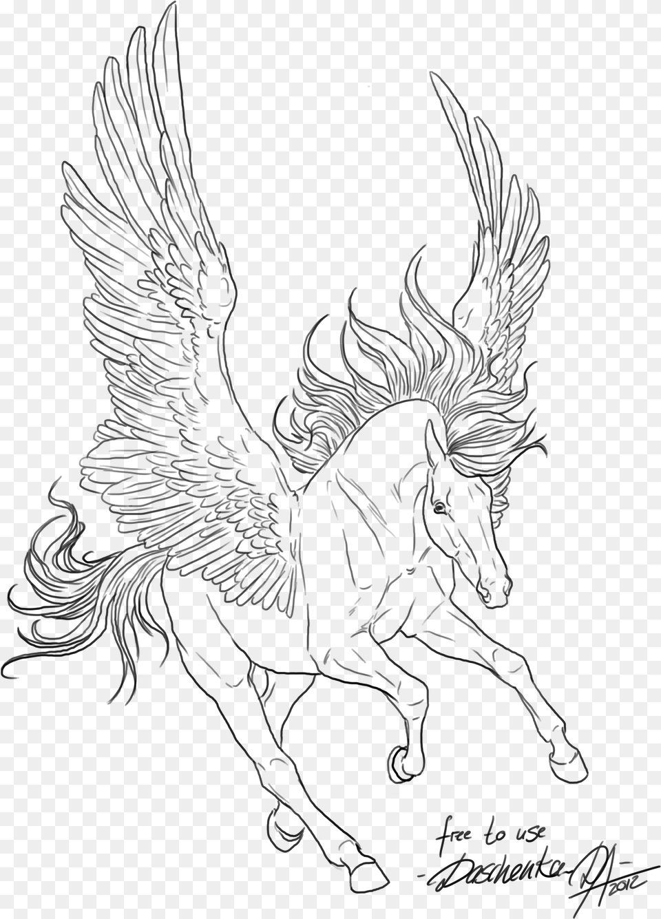 Popular Images Pegasus Lineart Transparent, Gray Free Png