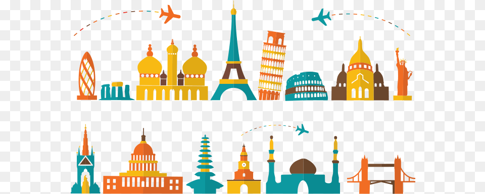 Popular Tourist Destinations Vector And The Tourist Place Vector, Architecture, Building, Dome, City Free Png Download