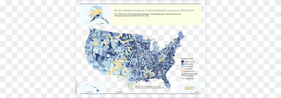 Population Change In Hispanic And Latino Population Us Hispanic Population 2017, Plot, Chart, Map, Atlas Png Image