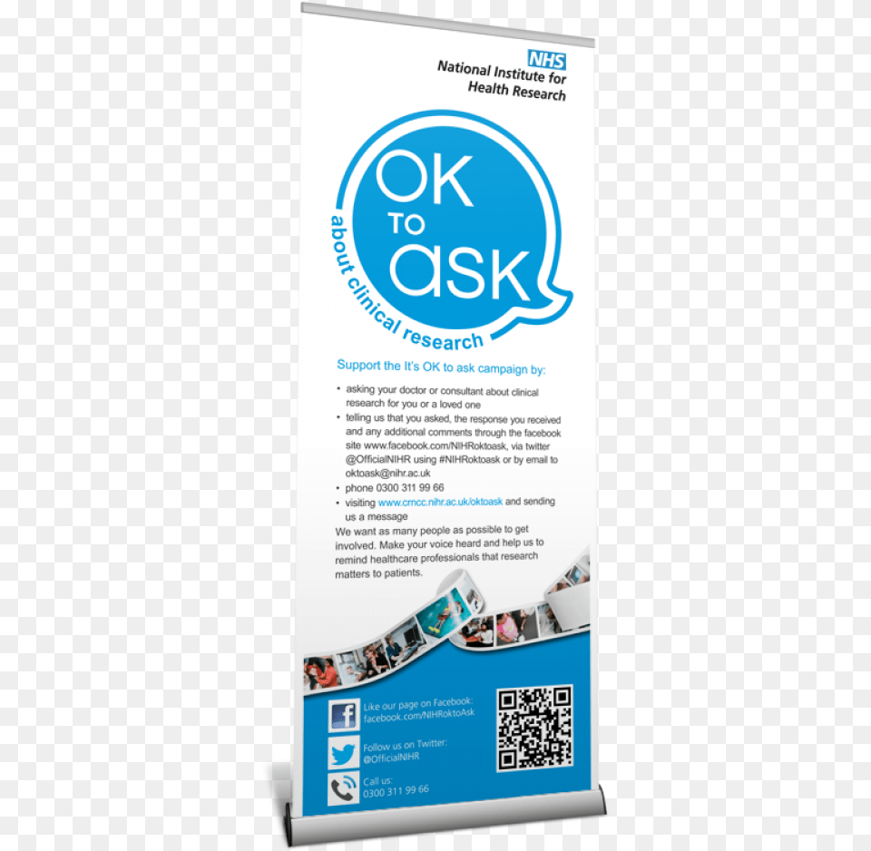 Popup Banners Nhs Research Roller Banner, Advertisement, Poster, Qr Code, Person Png