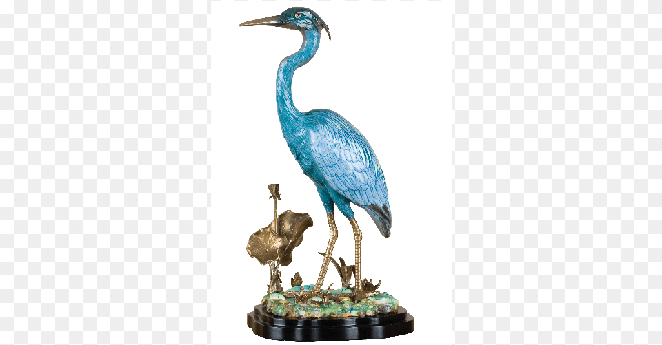 Porcelain Blue Heron With Bronze Ormolu By Oriental Blue Heron Figurines, Animal, Bird, Crane Bird, Waterfowl Free Transparent Png