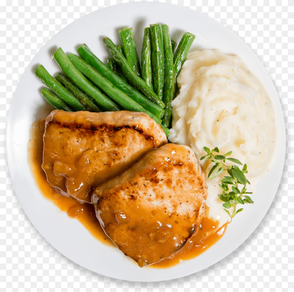 Pork Chop And Potato Plating, Food, Meal, Meat, Plate Png