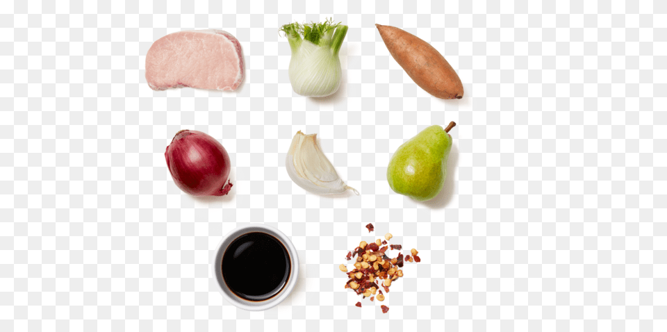 Pork Chops Amp Balsamic Pear Compote With Fennel Amp Sweet Natural Foods, Food, Meat, Fruit, Plant Png Image