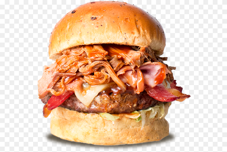 Porky Pig Burger Beef And Pulled Pork Burger, Food Free Transparent Png