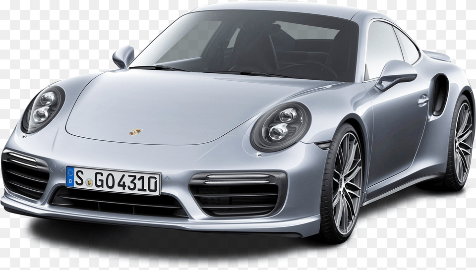 Porsche 911 Turbo Silver Car, Sedan, Vehicle, Transportation, Wheel Png