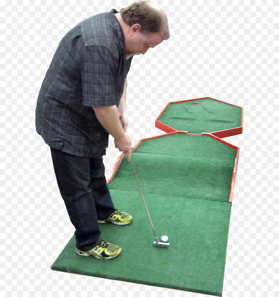 Portable Mini Putt Putt Golf Course Pad Rental Mini Golf Portable, Adult, Person, Man, Male Free Png Download