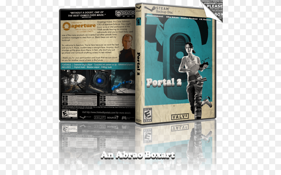Portal 2 Pc Box Art Cover By Abrao Portal 2 Chell, Advertisement, Poster, Person, Adult Free Transparent Png