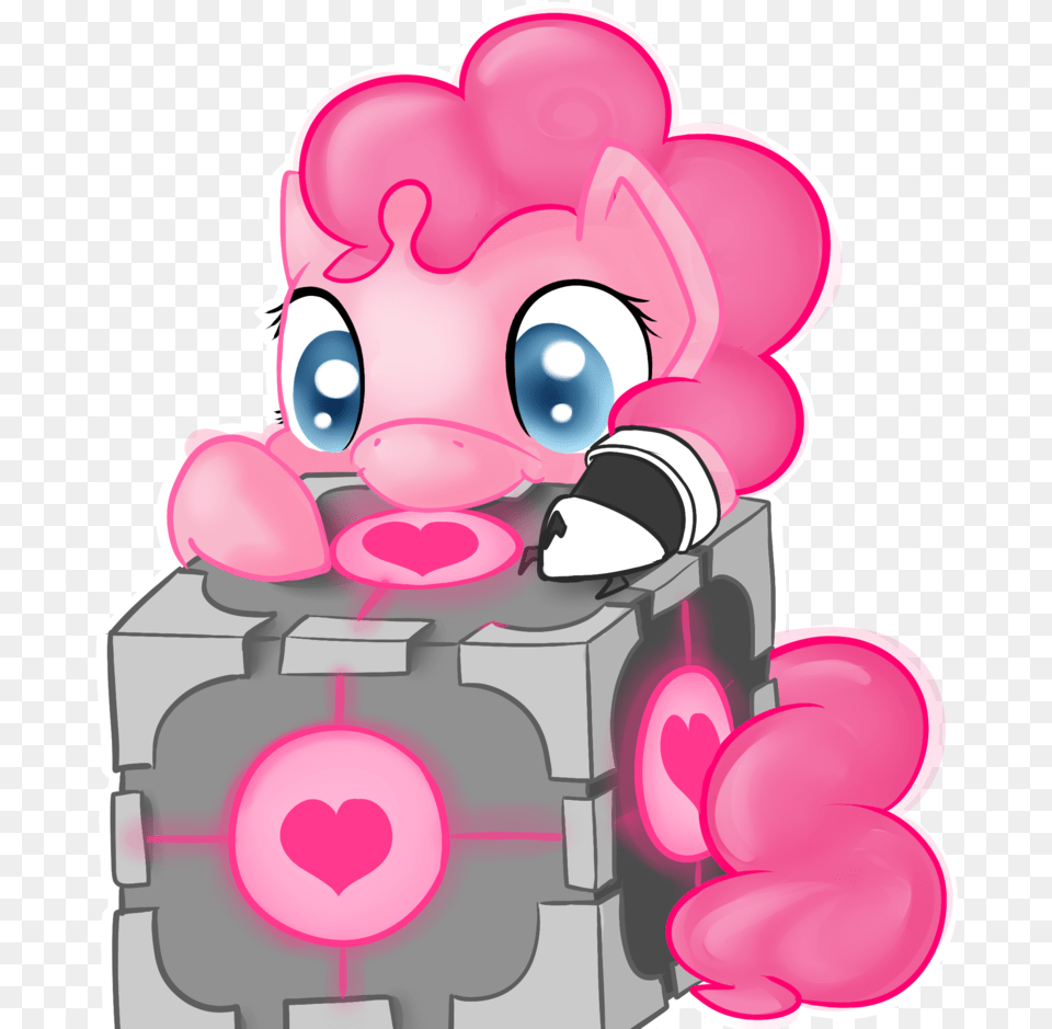 Portal Pie Companion Cube Crossover Pinkie Pie Cube Companion Mlp, Dynamite, Weapon, Balloon Png Image