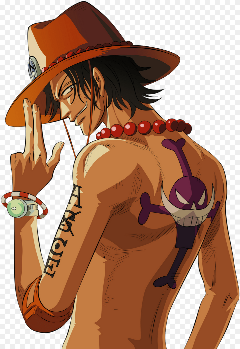 Portgas D Ace Arm Tattoo, Hat, Clothing, Adult, Person Png Image