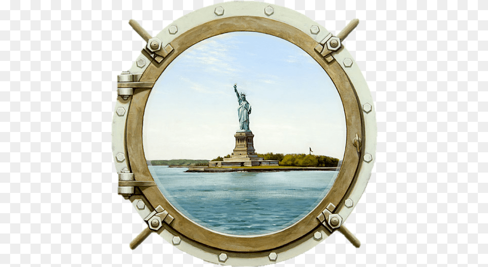 Porthole Statue Of Liberty, Window, Art, Person Png Image