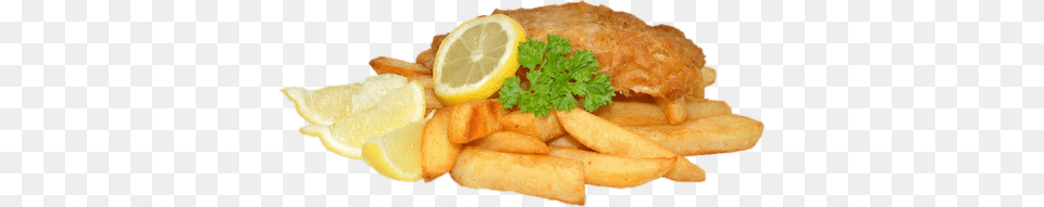 Portion Of Fish And Chips, Citrus Fruit, Plant, Lemon, Herbs Png Image