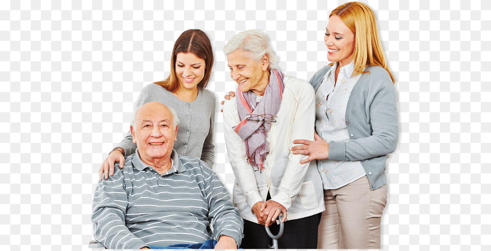 Portrait Of A Happy Old Couple With Their Caregivers Caregiver, Adult, Person, Woman, Female Free Png