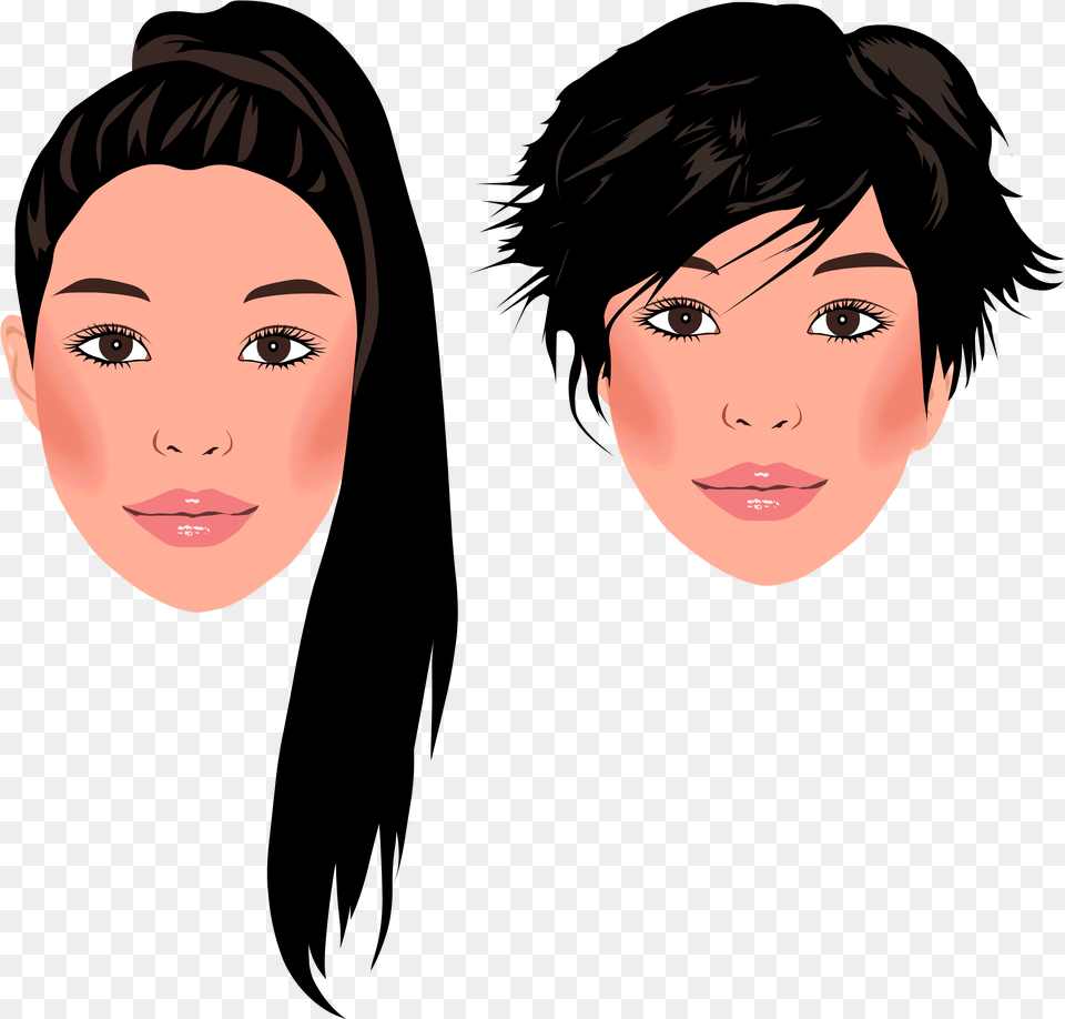 Portraits Of A Girl With Short Haircut And Long Hair Pony Tail Girl In Cartoon, Adult, Person, Woman, Female Png