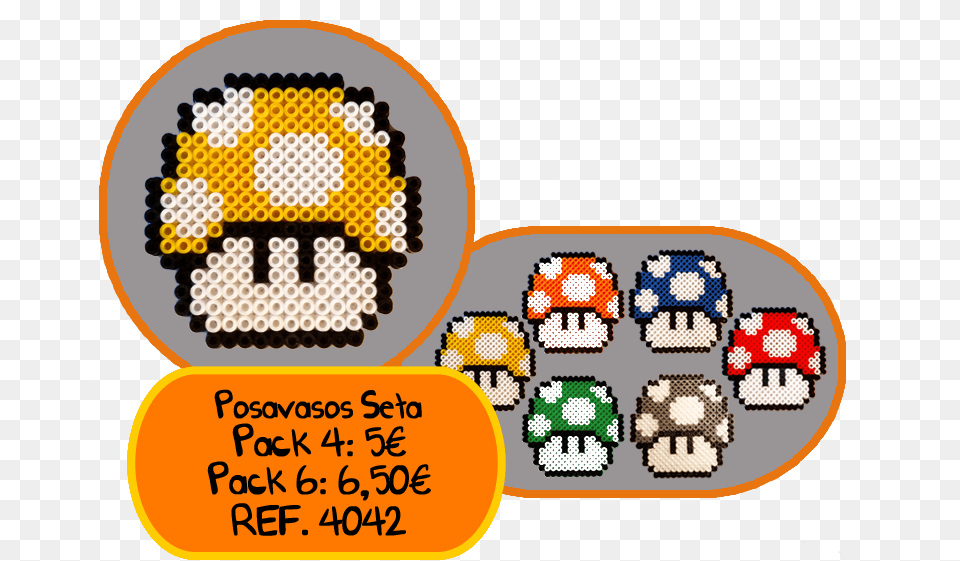 Posavasos Hama Beads Vi Pixel Art Champignon Mario Png Image