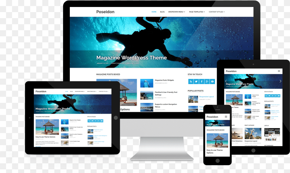 Poseidon Responsive Layout Wordpress Theme, Screen, Electronics, Adult, Person Free Png