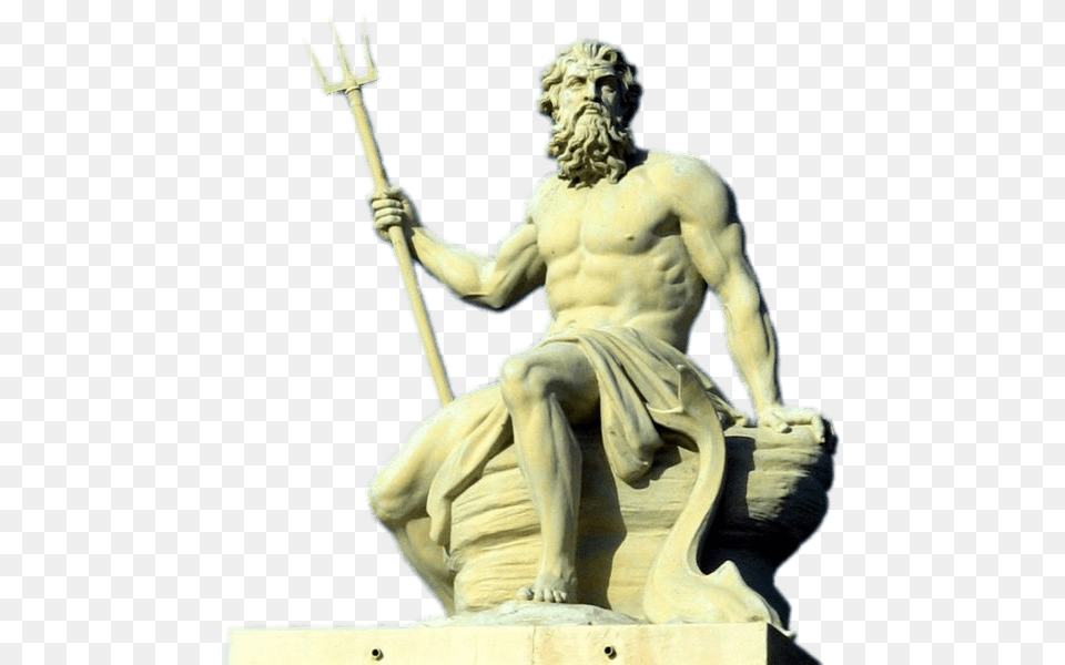 Poseidon Statue, Adult, Male, Man, Person Png Image