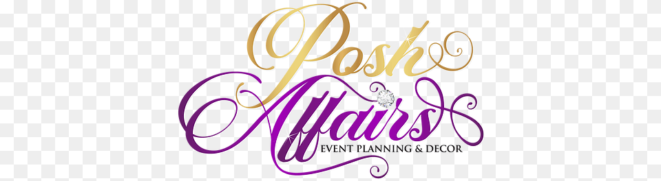 Posh Affairs Event Planning And Decor Logo Calligraphy, Purple, Handwriting, Text, Dynamite Png Image