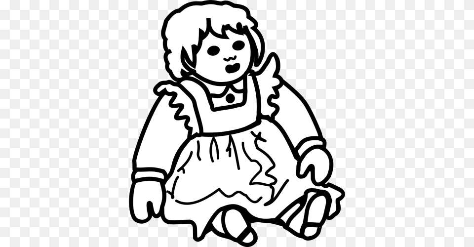 Posh Doll Outline Vector Illustration, Stencil, Baby, Person, Face Free Png Download
