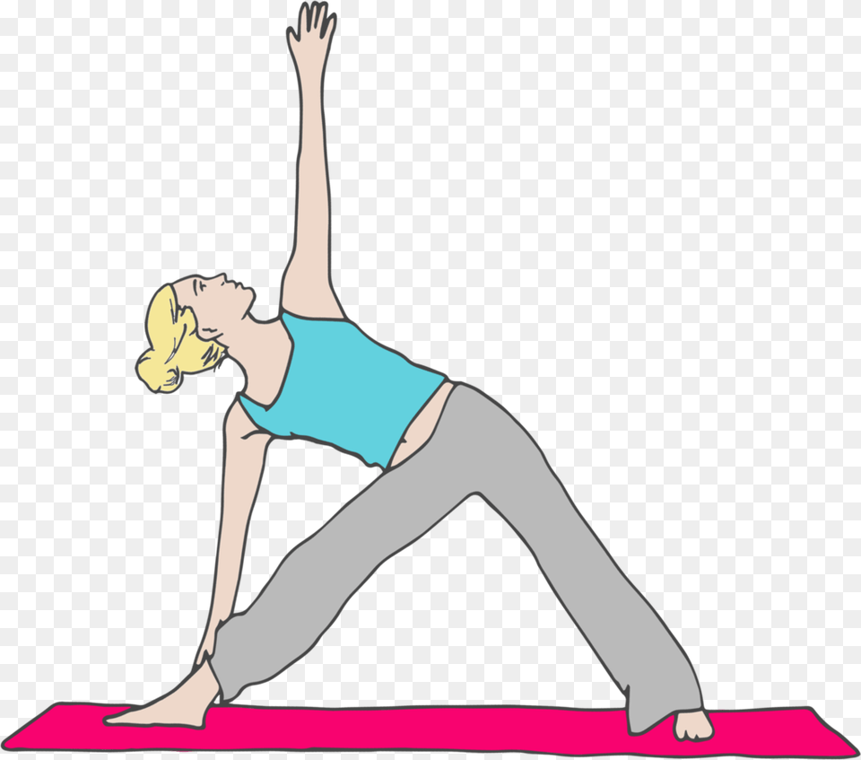 Position With Your Left Foot Forward And Hands On Either Trikonasana, Adult, Female, Woman, Person Free Transparent Png