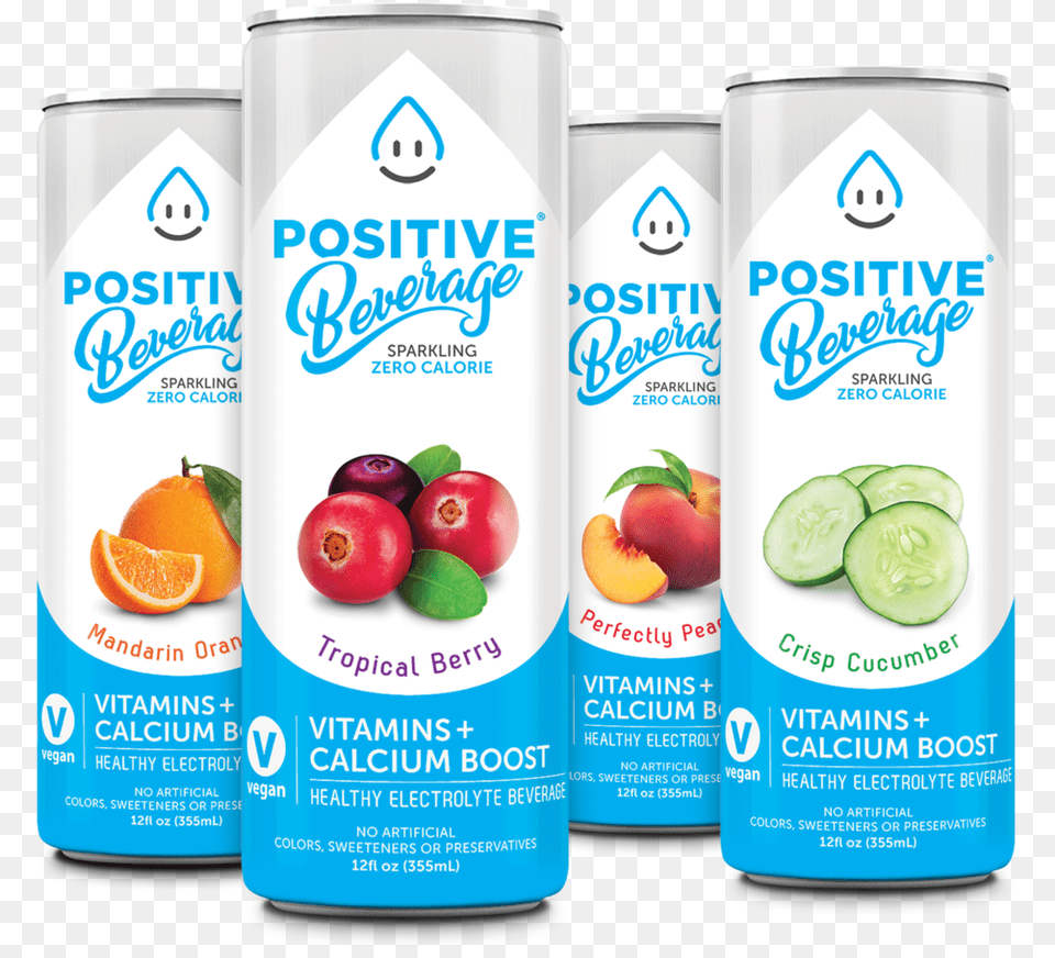 Positive Beverage Positive H2o Sparkling Water, Tin, Can, Produce, Plant Free Png Download