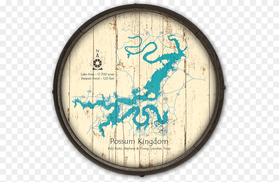 Possum Kingdom Lake Texas Vintage Barrel End Possum Kingdom Lake Map Free Png