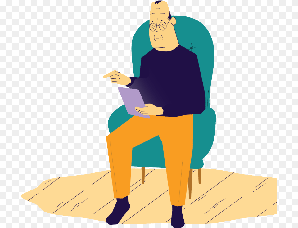 Post Diagnosis Sitting, Reading, Person, Man, Male Free Png Download