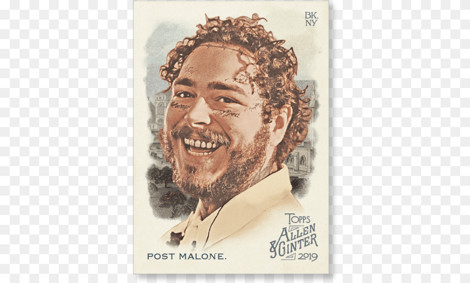 Post Malone 2019 Topps Allen Amp Ginter Oversized Base Allen And Ginter Pirate Cards, Portrait, Face, Photography, Head Png Image