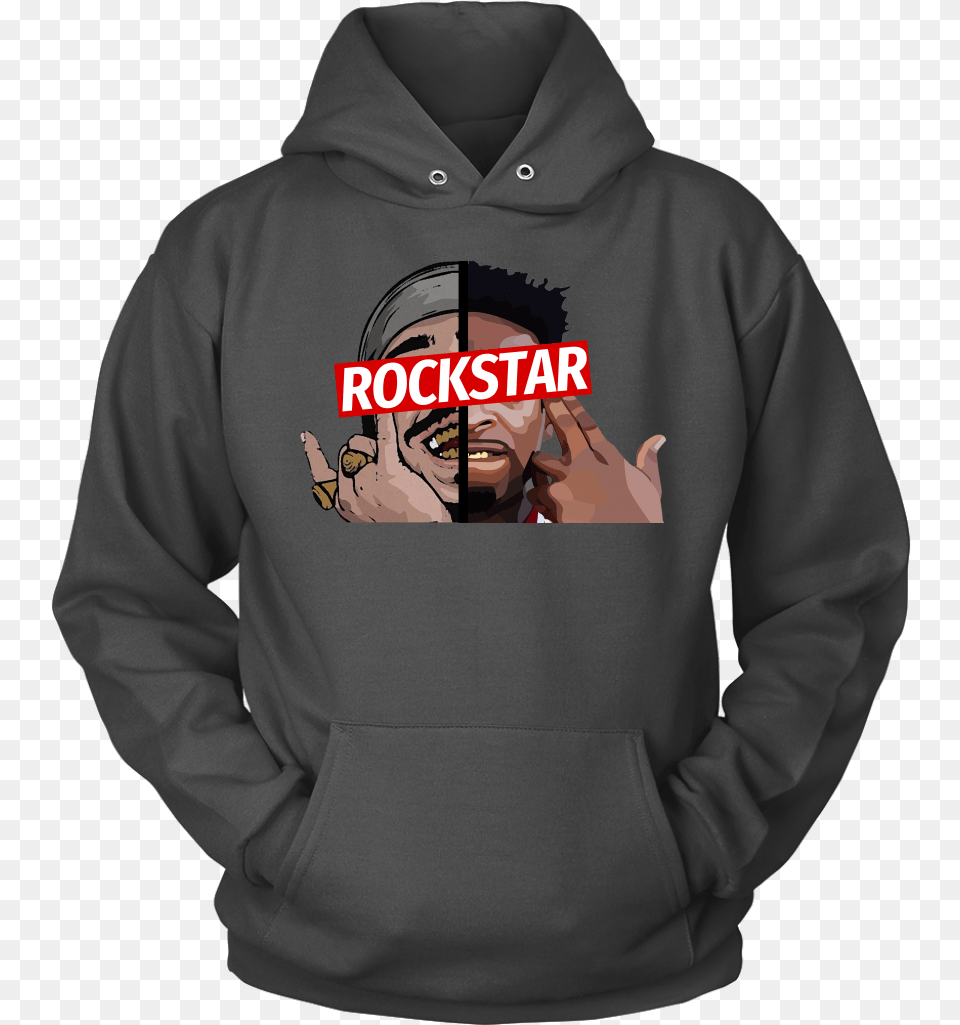 Post Malone 21 Savage Rockstar Rap Hoodie Rockstar Post Malone Hoodie, Clothing, Hood, Knitwear, Sweater Png Image