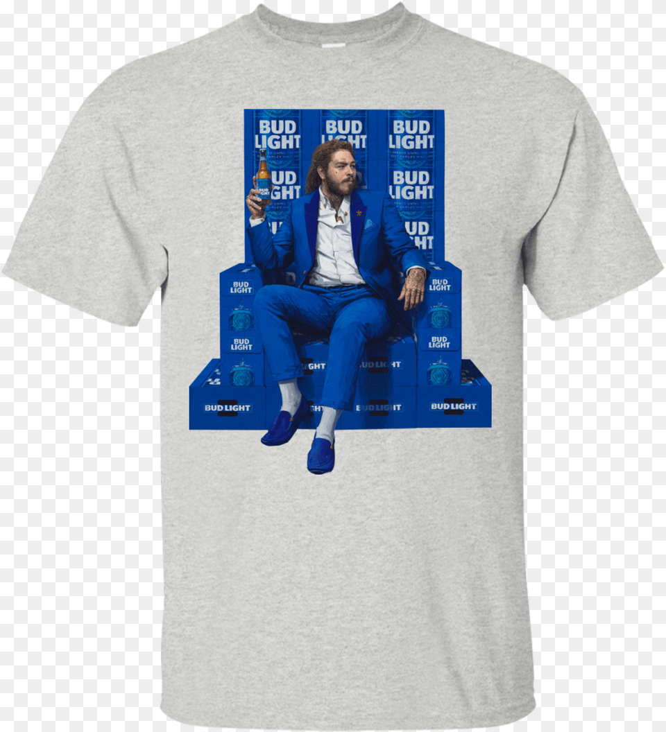 Post Malone Bud Light Break G200 Gildan Ultra Cotton Bud Light Post Malone Merch, T-shirt, Clothing, Shirt, Person Free Png Download