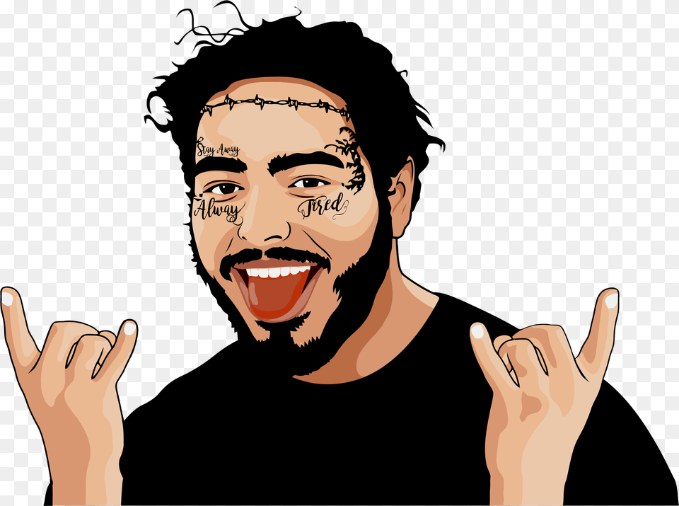 Post Malone Face, Adult, Portrait, Photography, Person Png Image