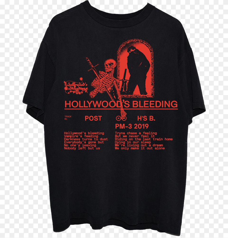 Post Malone Hollywood39s Bleeding T Shirt, Clothing, T-shirt, Adult, Male Png