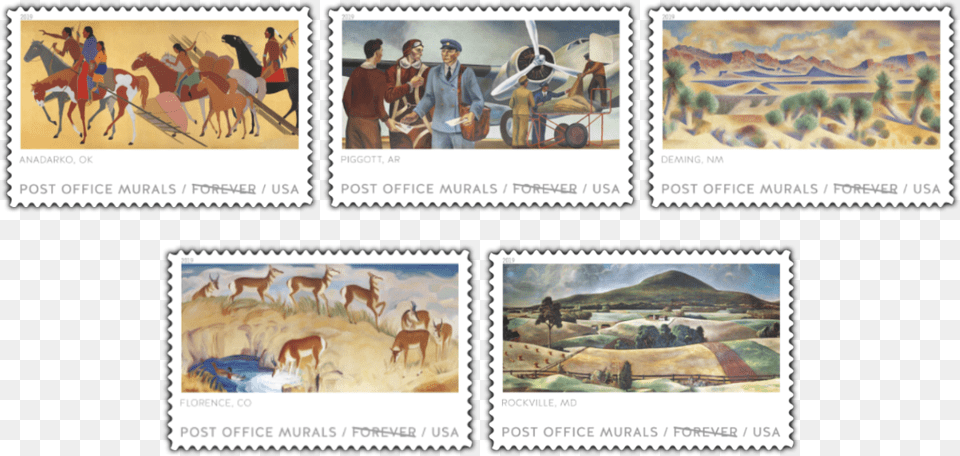 Post Office Murals Postage Stamp, Person, Postage Stamp, Wildlife, Mammal Free Png Download
