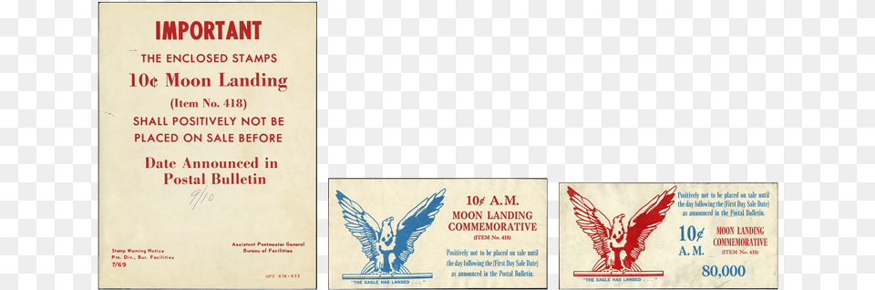 Post Office Notices Early Release Moon Landing Stamp Poster, Advertisement, Animal, Bird, Text Free Png Download